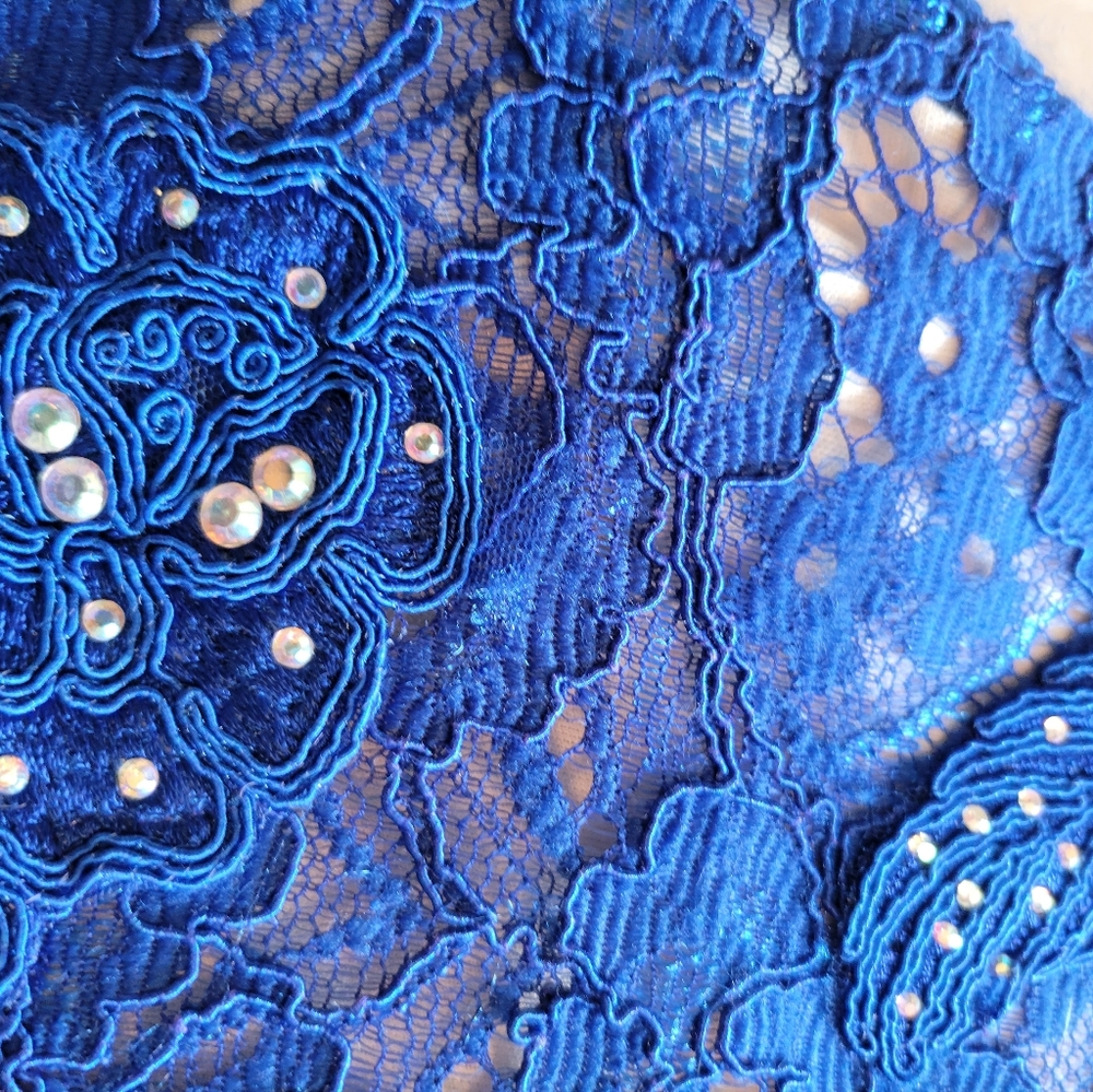 Anny Lee Blue Cocktail Formal Rhinestone Mesh Minidress Size XS - Picture 12 of 16